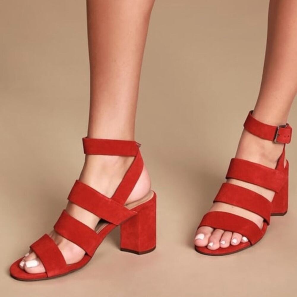 Seychelles Red Suede Leather High Heel Sandals